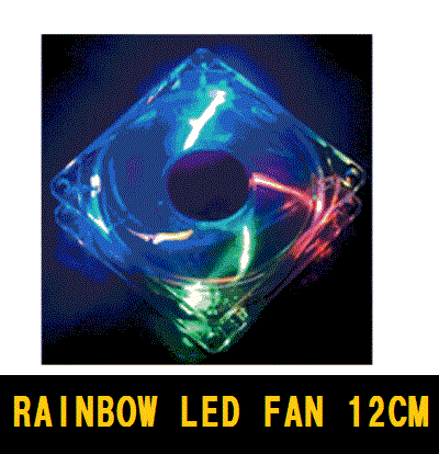 【RAINBOW LED 12cm ファン FAN akasa 静音 ドレスアップ】