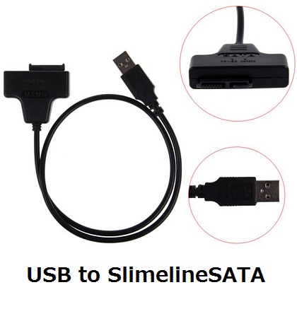 【USB to SlimlineSATA】薄型光学ドライブをUSB接続で外付け光学ドライブとして利用