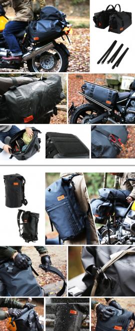 俺は濡れても荷物は濡らさない。ターポリン素材採用のバイク用サイドバッグ＆デイパック発売。