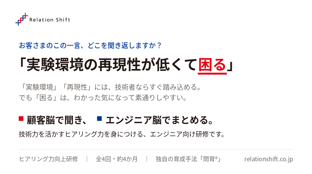 ITエンジニア向け ヒアリング力向上研修｜エンジニア脳から顧客脳へ、4ヶ月の専門プログラム