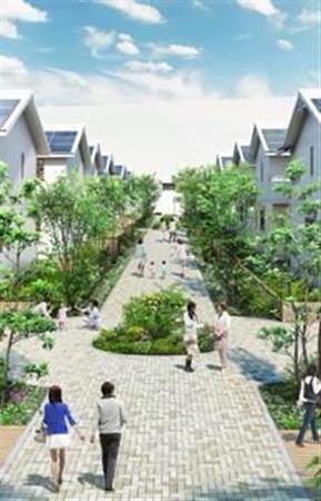 積水化学工業などが、埼玉県朝霞市で開発を進めるスマートタウンの完成予想図