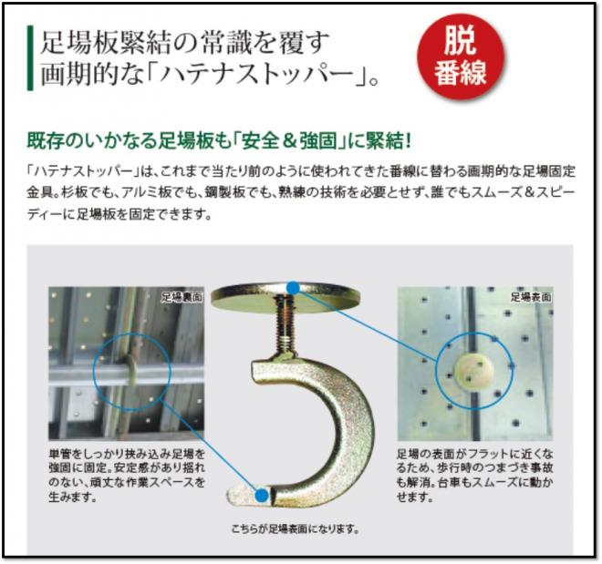 ハテナストッパー(足場固定金具)