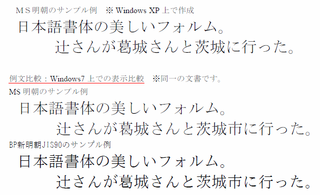 ＢＰ新明朝体JIS90 for Win Vista/7/8