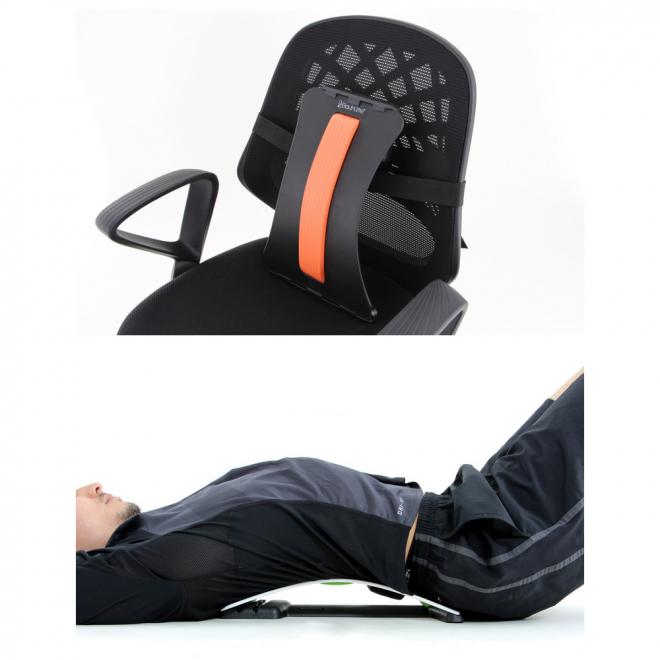 床において、椅子に設置して、背筋スッキリ快適！ 省スペースなストレッチアイテム発売。