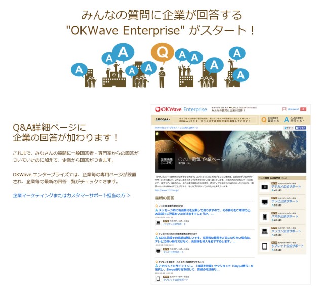 「OKWave Enterprise」の提供を開始