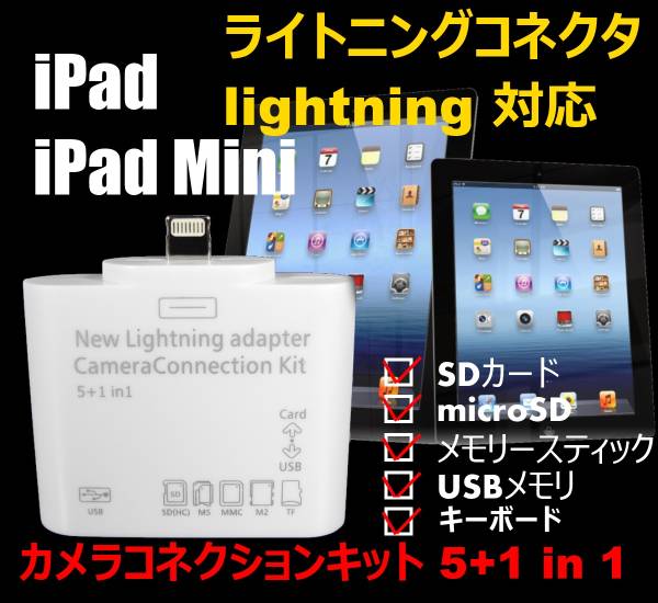 【iPad mini/iPad対応】マルチカードリーダー＆USBメモリ接続キット