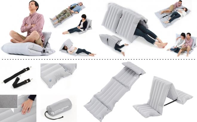 ねころんで、もたれて、くるまれて。 チェアとしても使える、キャンプ用空気注入式ベッド発売。