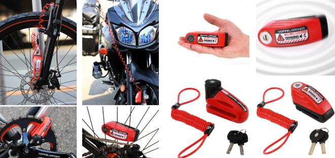 ディスクブレーキを挟み込んで自転車・バイクを施錠する「ディスクロック」  発売。