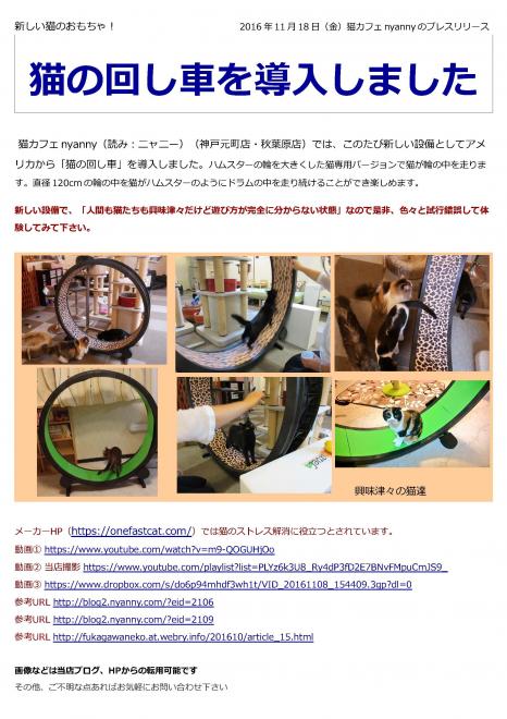猫カフェnyanny[新しい猫のおもちゃ！]猫の回し車を導入しました