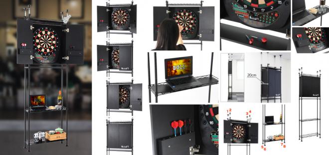 閉めればスッキリ隠す収納。ダーツボードを埃や紫外線から守る専用