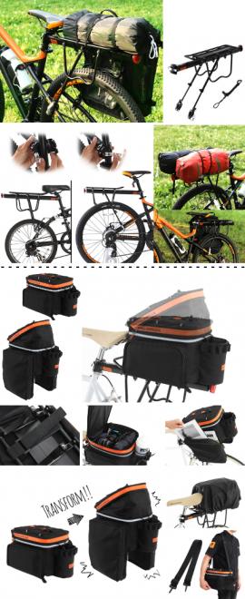工具や雨具に補給食、日帰り旅行のお土産も。荷物が多いサイクリストのための荷台と収納量可変バッグ発売。