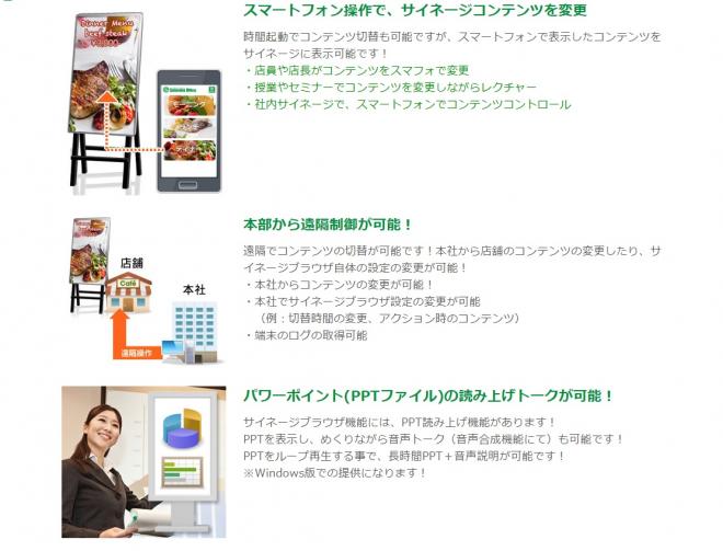 サテライトオフィス、 IoT端末/スマートフォンから操作可能なクラウド型サイネージ機能の提供開始
