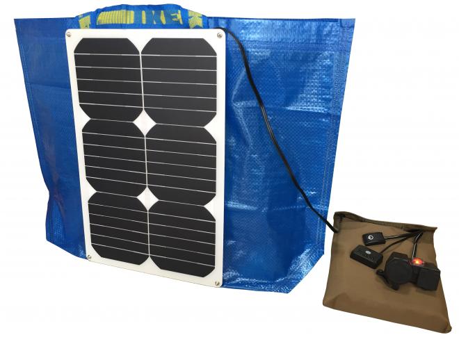 ショッピングバッグ、トートバッグ、リュックサックなどに装着可能な汎用携帯型太陽光発電システムを発売