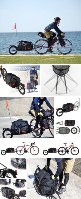 自転車で連泊キャンプもなんのその！機動性と利便性を両立させた、大型防水バッグつきトレーラー発売。