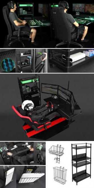  PC、コントローラー、ヘッドホン。置き場に困るデバイスを一括整理するゲーマー用収納ラック発売。