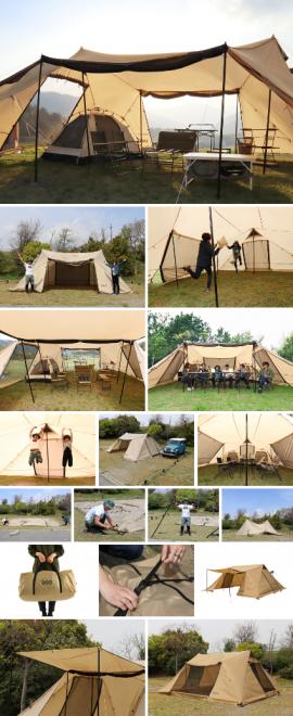 枕投げもできる、旅館の大部屋級の広さ！設営簡単な大型シェルター「ロクロクベース」発売。