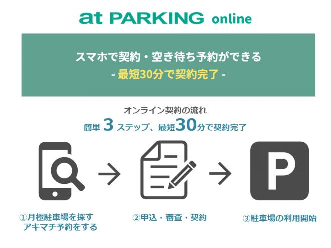 オンライン契約に特化し月極駐車場探しサイト「at PARKING online」をリリース