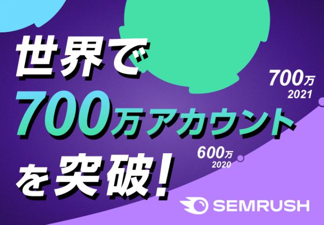 『Semrush』全世界登録アカウント700万突破! ~アジアをはじめとした新興市場への拡大が進む~