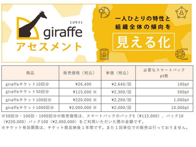 適性アセスメント「giraffe（ジラフ）」チケット制へ変更のお知らせ