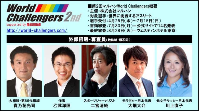 第2回MWCの審査員決定！　貴乃花親方や乙武さんら5名